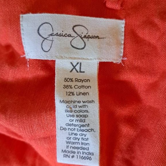 Jessica Simpson Women's Red Linen Blend Midi Dress Size XL - Picture 8 of 9